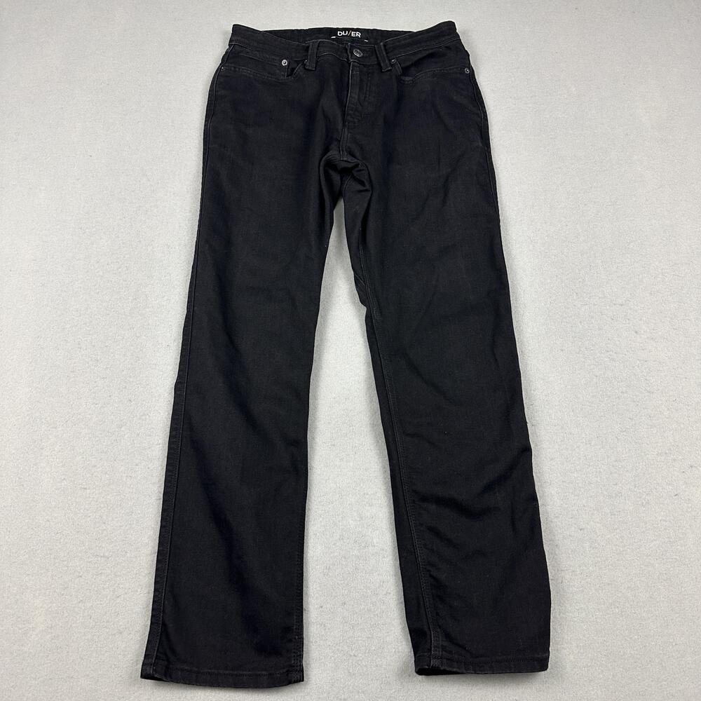 DUER Jeans Men 31 Black Solid L2X Relaxed Taper Performance Denim